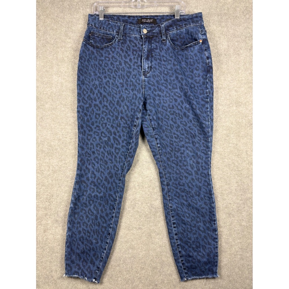 Judy Blue Dark Blue Leopard Print Skinny Jeans